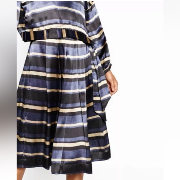 ZARA Multi-Color Pleated Striped Satin Skirt - Picture 3 of 8